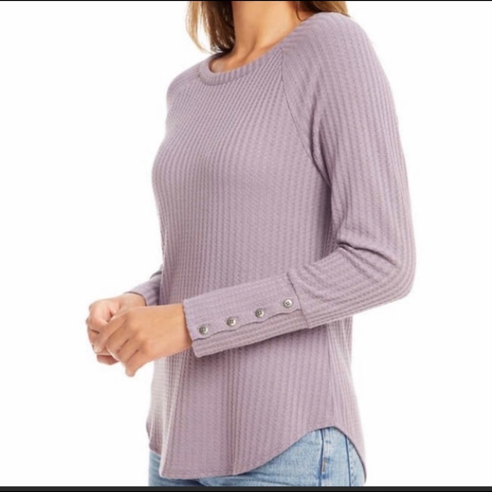 Chaser Waffle Knit Thermal Button Cuff Shirt Top​